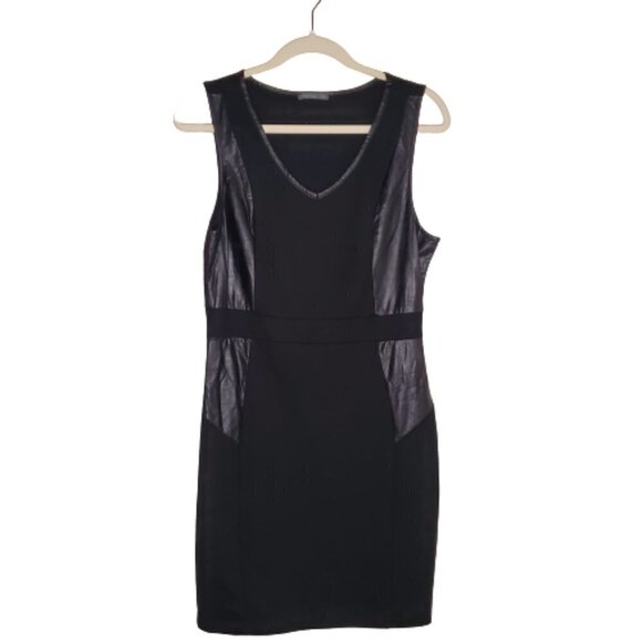 Soprano Faux Leather Detail Midi Dress L - Picture 1 of 4